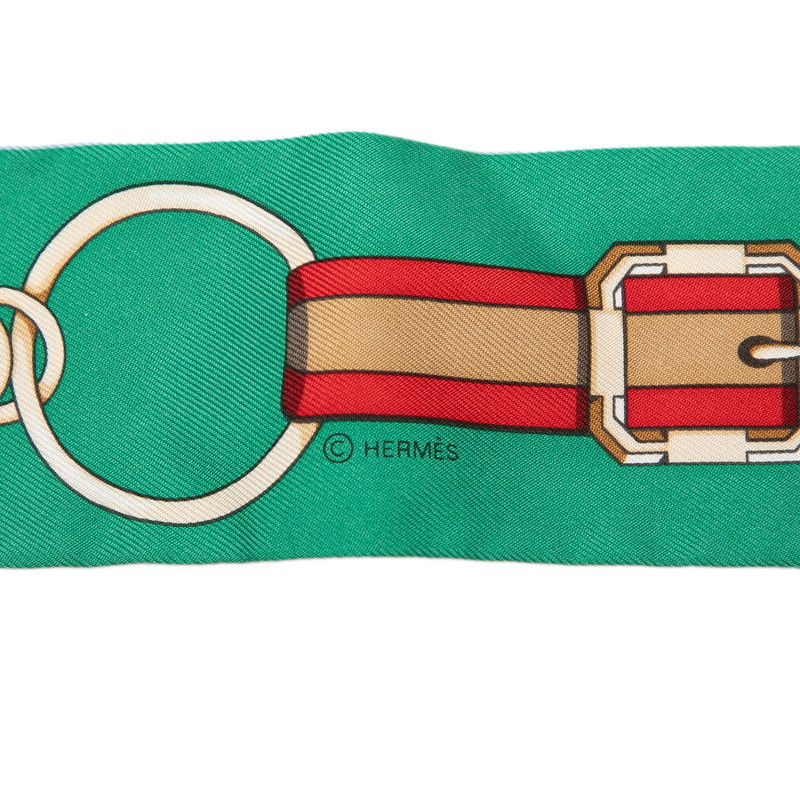 Hermes Twilly Grand Tralala Scarf Green Multicolor Silk — view 3