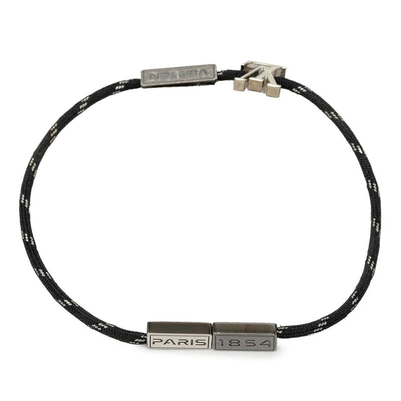 Louis Vuitton Bracelet LV Satellite Logo Plate Silver Black Nylon Metal — view 3