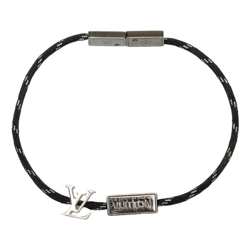 Louis Vuitton Bracelet LV Satellite Logo Plate Silver Black Nylon Metal — view 2
