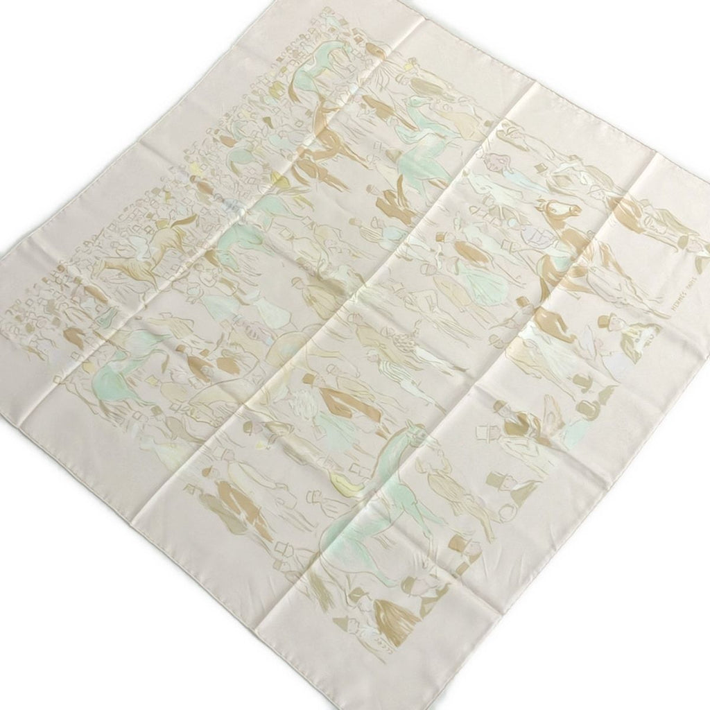 Hermes Scarf Carre 90 Light Pink Light Brown Multi Paddock