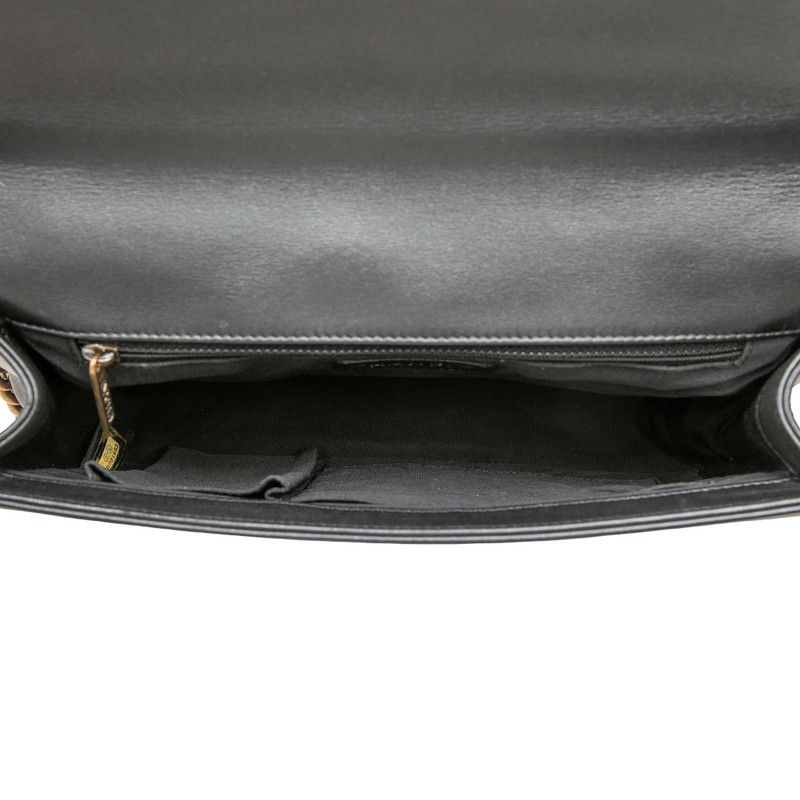 Chanel CC Logo Boy 28 Chain Shoulder Bag Black Gold Lambskin — view 4