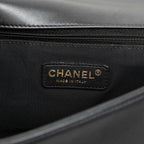 Chanel CC Logo Boy 28 Chain Shoulder Bag Black Gold Lambskin — view 5