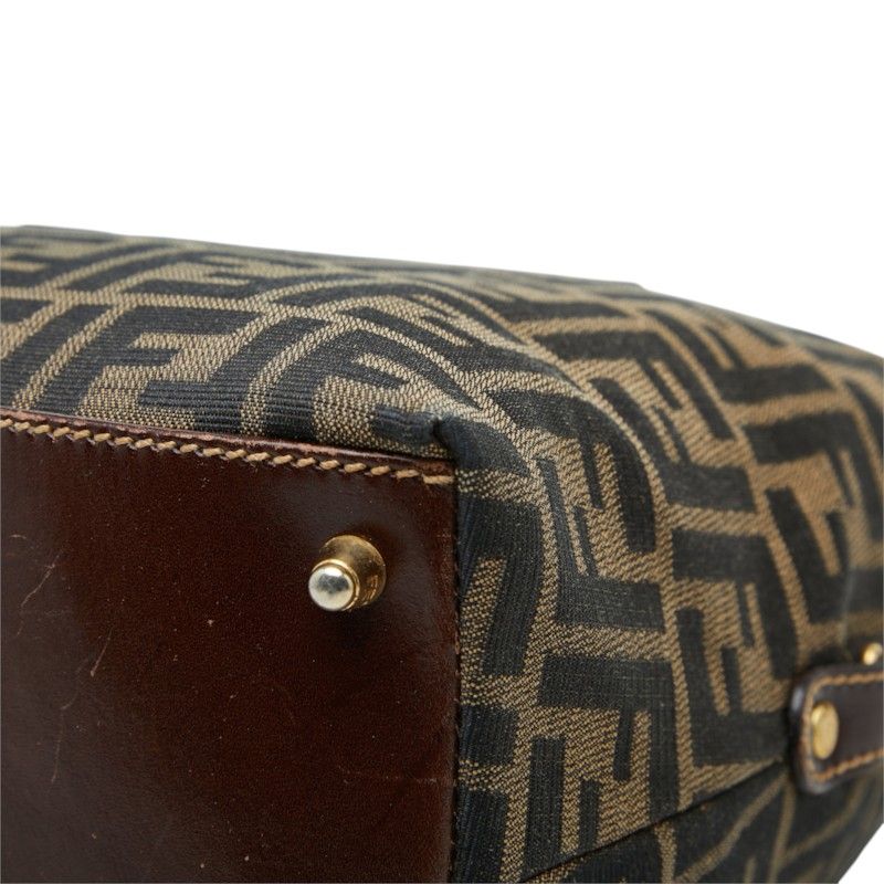 Fendi Zucca Handbag Brown Canvas Leather — view 4