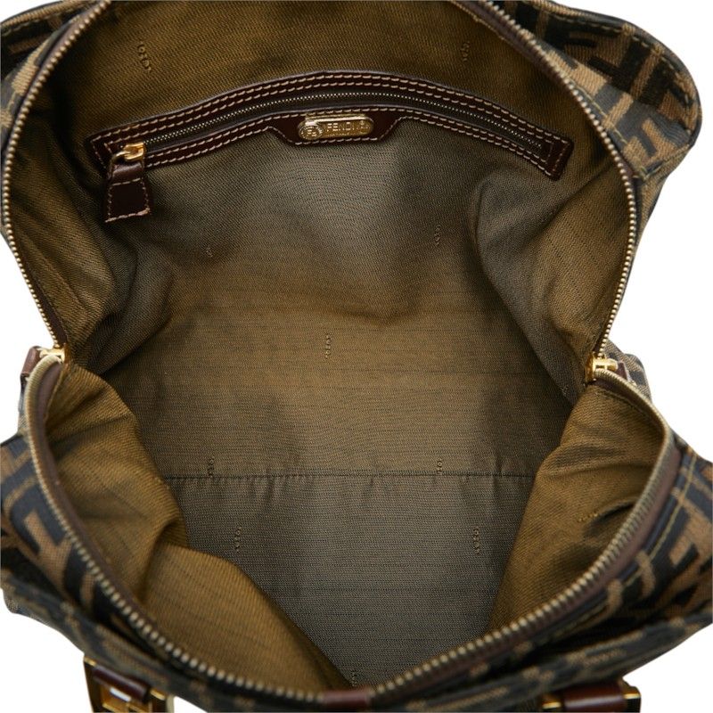 Fendi Zucca Handbag Brown Canvas Leather — view 8