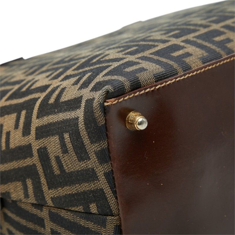 Fendi Zucca Handbag Brown Canvas Leather — view 5
