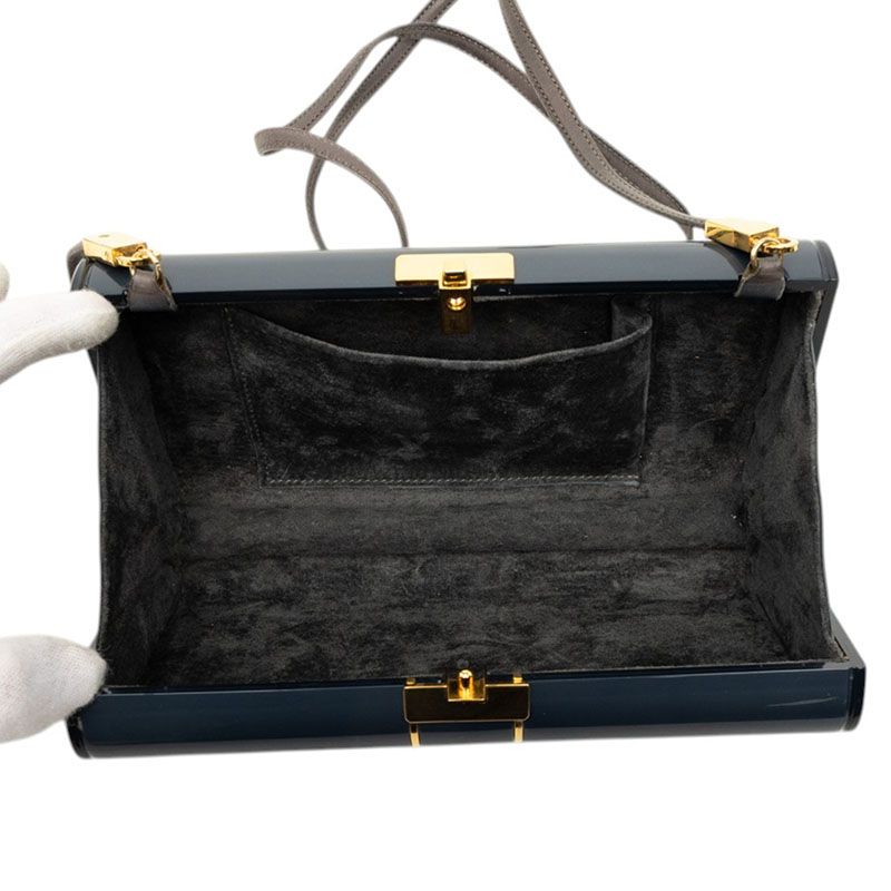 Gucci Interlocking G Crossbody Shoulder Bag Navy Plastic Leather — view 4