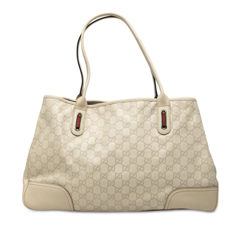 Gucci Guccissima Tote Shoulder Bag White Leather