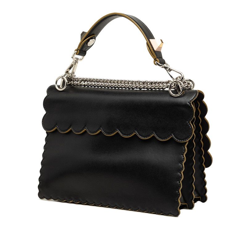 Fendi Canai Chain Shoulder Bag Black Leather — view 2