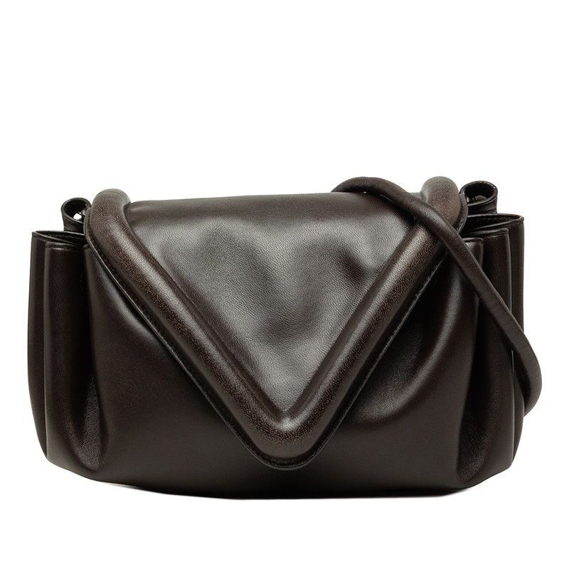 Bottega Veneta Beak Crossbody Shoulder Bag Brown Leather