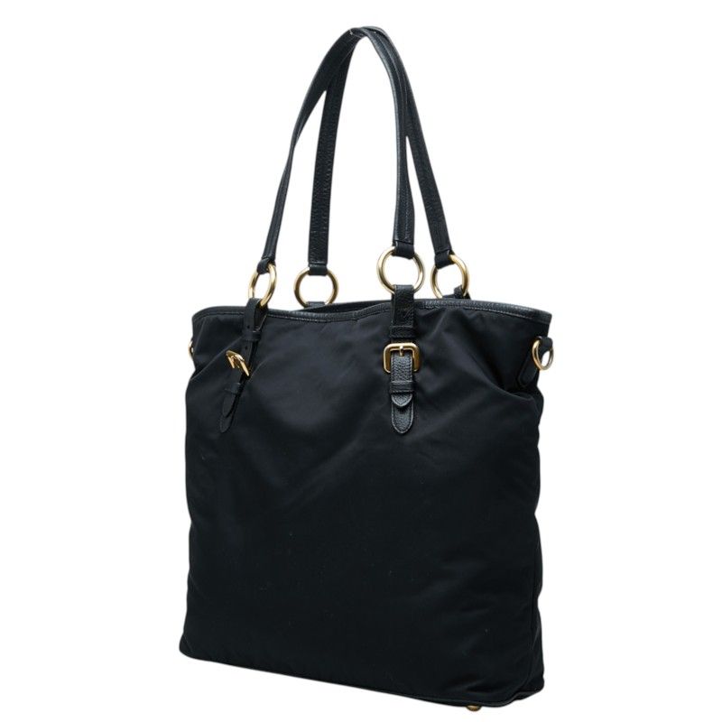 Prada Logo Tote Bag Black Nylon Leather — view 2