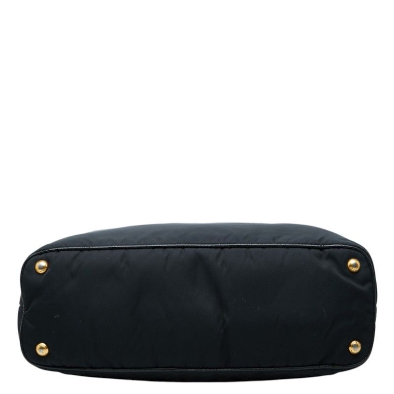 Prada Logo Tote Bag Black Nylon Leather — view 3