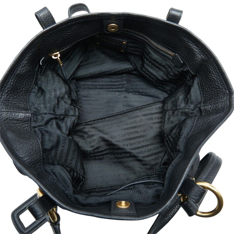 Prada Logo Tote Bag Black Nylon Leather — view 8