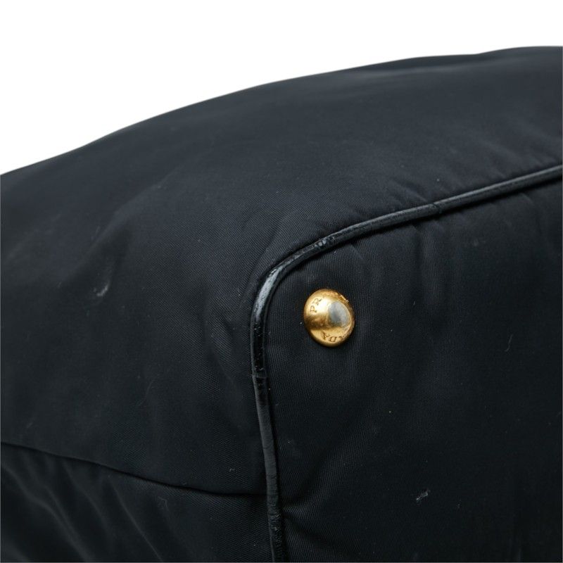 Prada Logo Tote Bag Black Nylon Leather — view 5