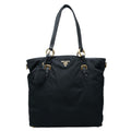 Prada Logo Tote Bag Black Nylon Leather