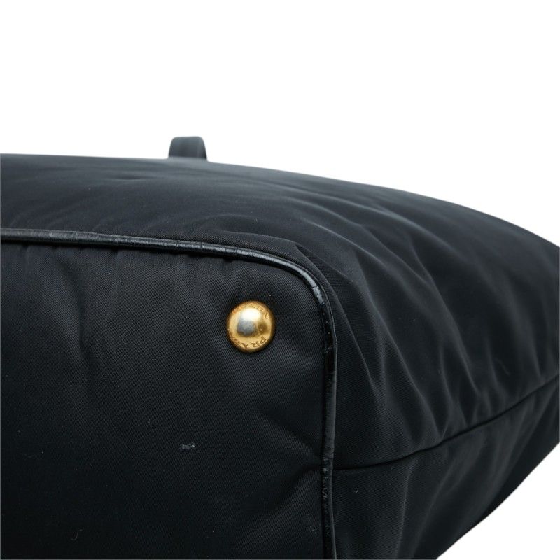 Prada Logo Tote Bag Black Nylon Leather — view 6