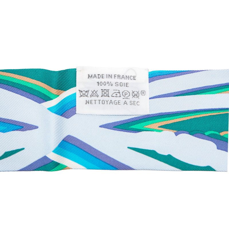 Hermes Twilly Brides de Gala Shadow Scarf Blue Multicolor Silk — view 5