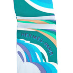 Hermes Twilly Brides de Gala Shadow Scarf Blue Multicolor Silk — view 3