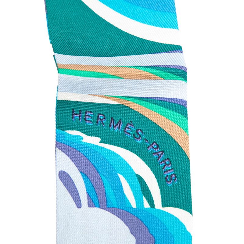 Hermes Twilly Brides de Gala Shadow Scarf Blue Multicolor Silk — view 3