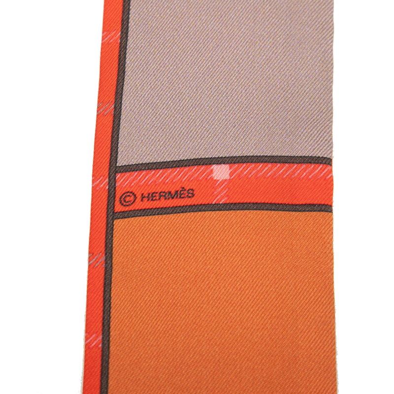 Hermes Twilly Camaille Camails Scarf Orange Multicolor Silk — view 3