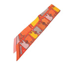 Hermes Twilly Camaille Camails Scarf Orange Multicolor Silk