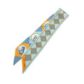 Hermes Twilly Colliers Et Chiens Scarf Blue Orange Silk