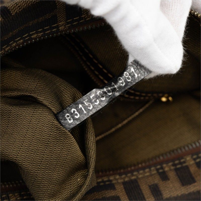 Fendi Zucca Handbag Business Bag Brown Canvas Leather — view 5