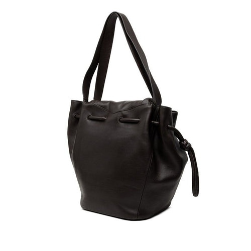 Bottega Veneta Beak Tote Shoulder Bag Drawstring Dark Brown Leather — view 2