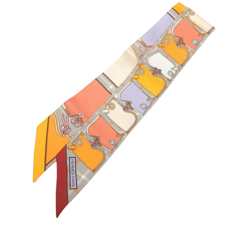 Hermes Twilly Camaille Camails Scarf Gray Multicolor Silk