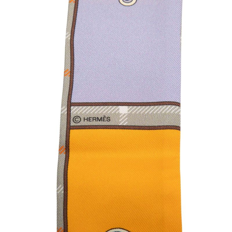 Hermes Twilly Camaille Camails Scarf Gray Multicolor Silk — view 3