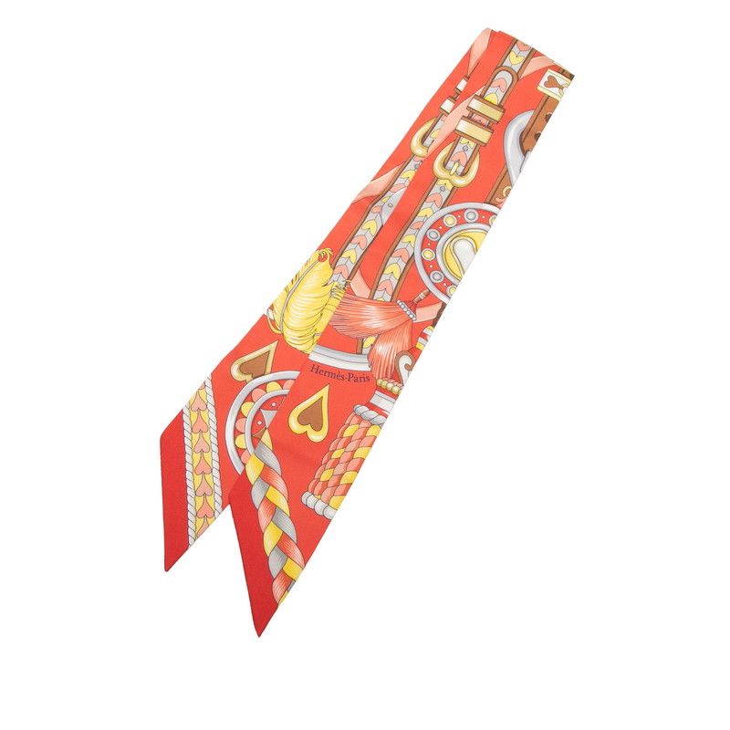 Hermes Twilly Harnais de Cœur Scarf Red Multicolor Silk