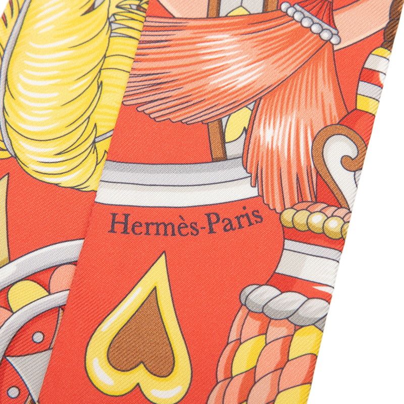 Hermes Twilly Harnais de Cœur Scarf Red Multicolor Silk — view 3