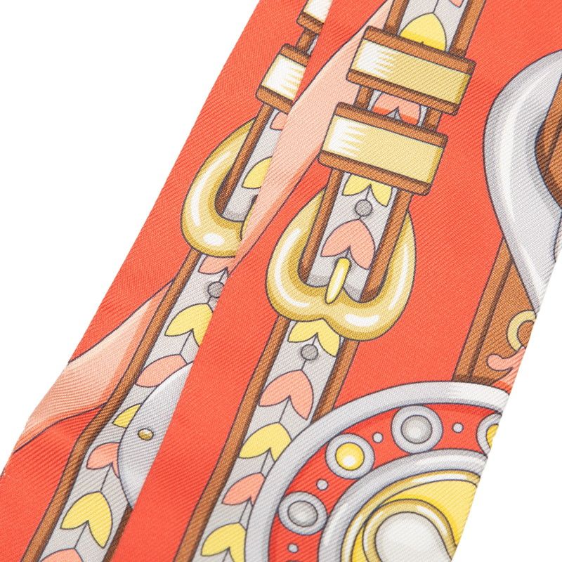 Hermes Twilly Harnais de Cœur Scarf Red Multicolor Silk — view 2