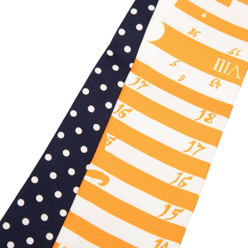 Hermes Twilly Astrology Dot Astrologie a Pois Scarf Orange Navy Silk — view 2