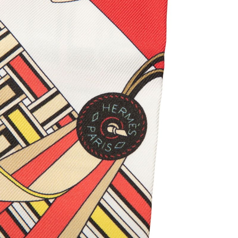 Hermes Twilly Bridle and Charm Brides Et Gray Scarf Red Multicolor Silk — view 3