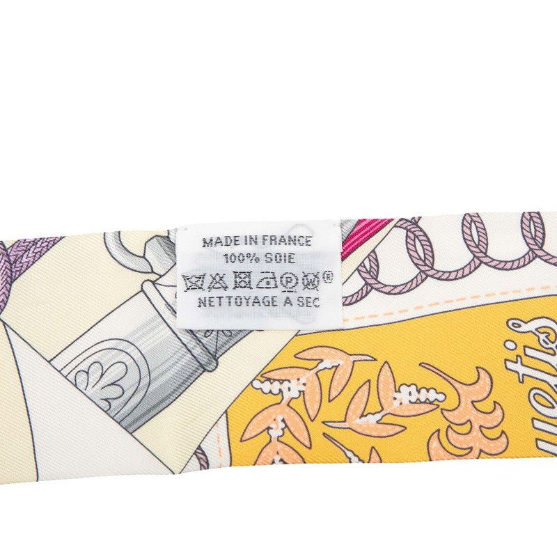 Hermes Twilly Cliquetis Scarf Yellow Multicolor Silk — view 5