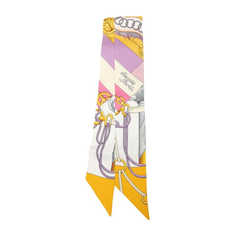 Hermes Twilly Cliquetis Scarf Yellow Multicolor Silk