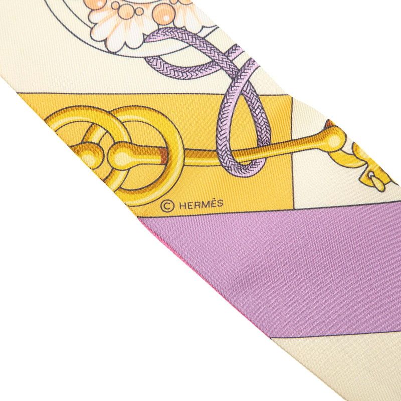 Hermes Twilly Cliquetis Scarf Yellow Multicolor Silk — view 4