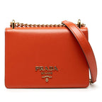 Prada Saffiano Chain Shoulder Bag Crossbody Orange Leather
