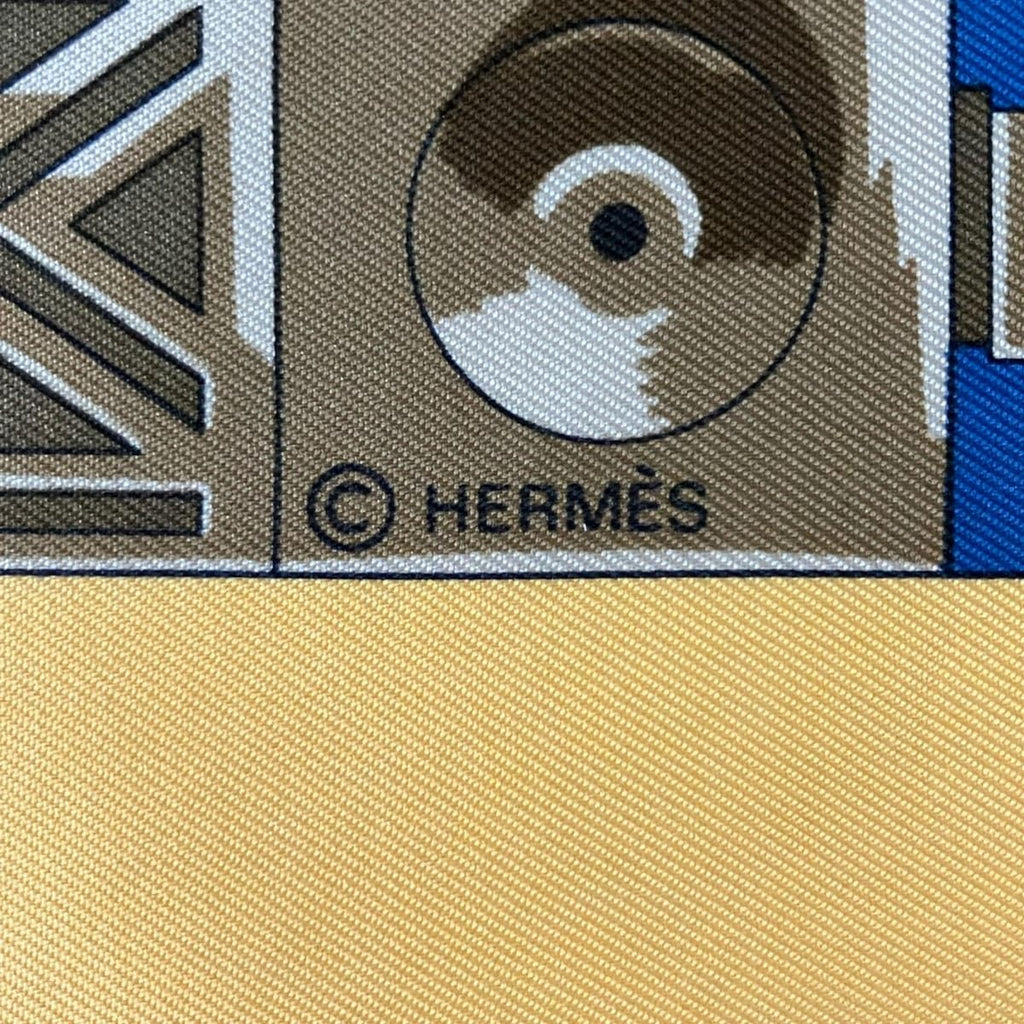 Hermes Scarf Carre 90 Yellow Blue Gray Cuillers D'afrique — view 2