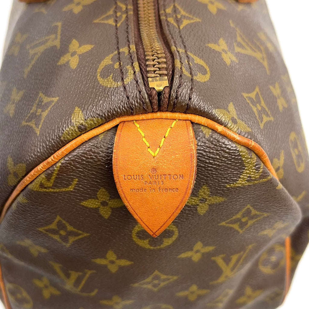 Louis Vuitton Speedy 35 Monogram Leather Brown Handbag Gold — view 4