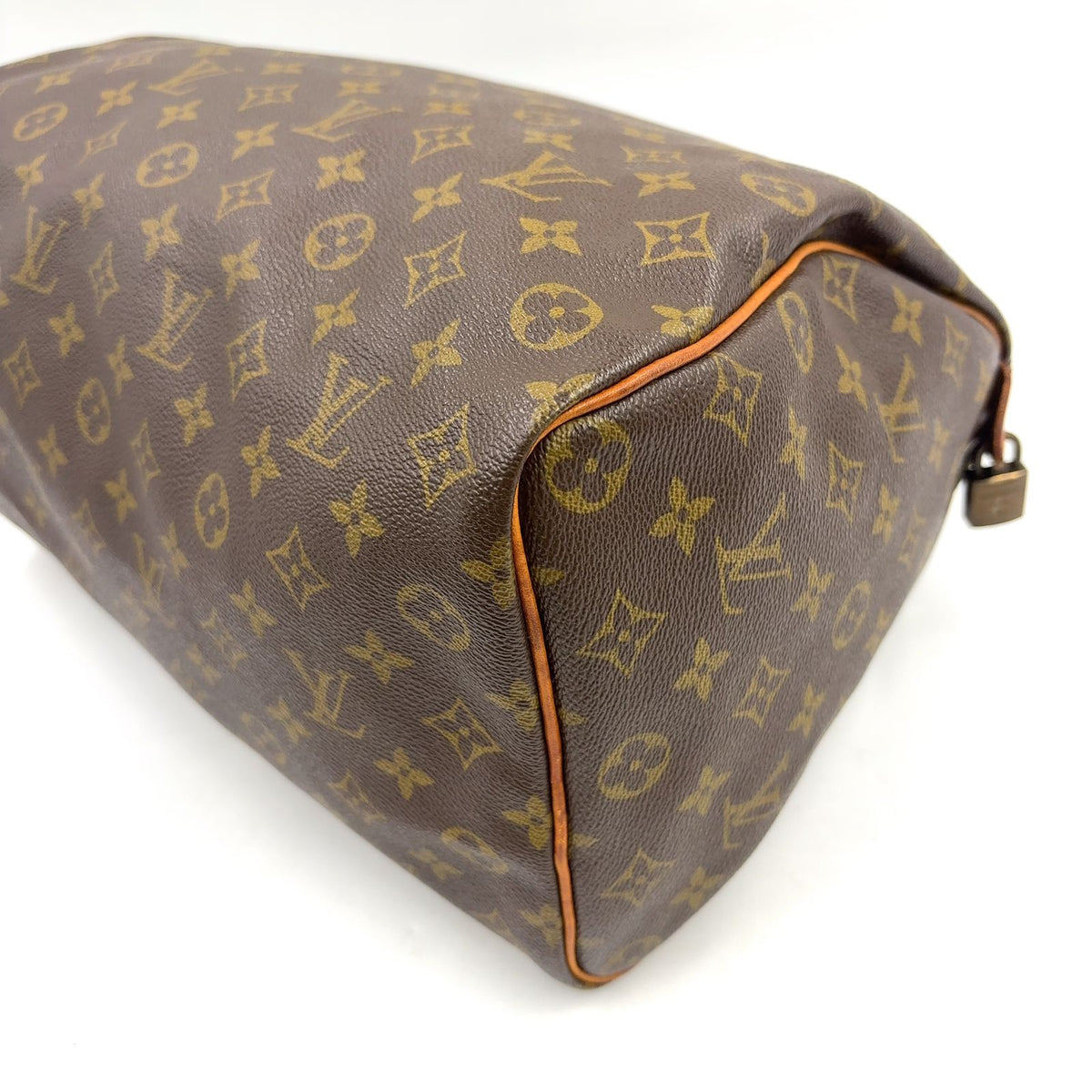 Louis Vuitton Speedy 35 Monogram Leather Brown Handbag Gold — view 8