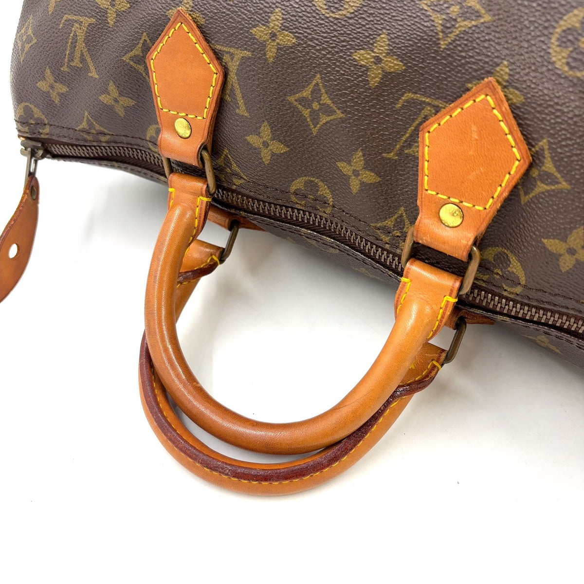 Louis Vuitton Speedy 35 Monogram Leather Brown Handbag Gold — view 5