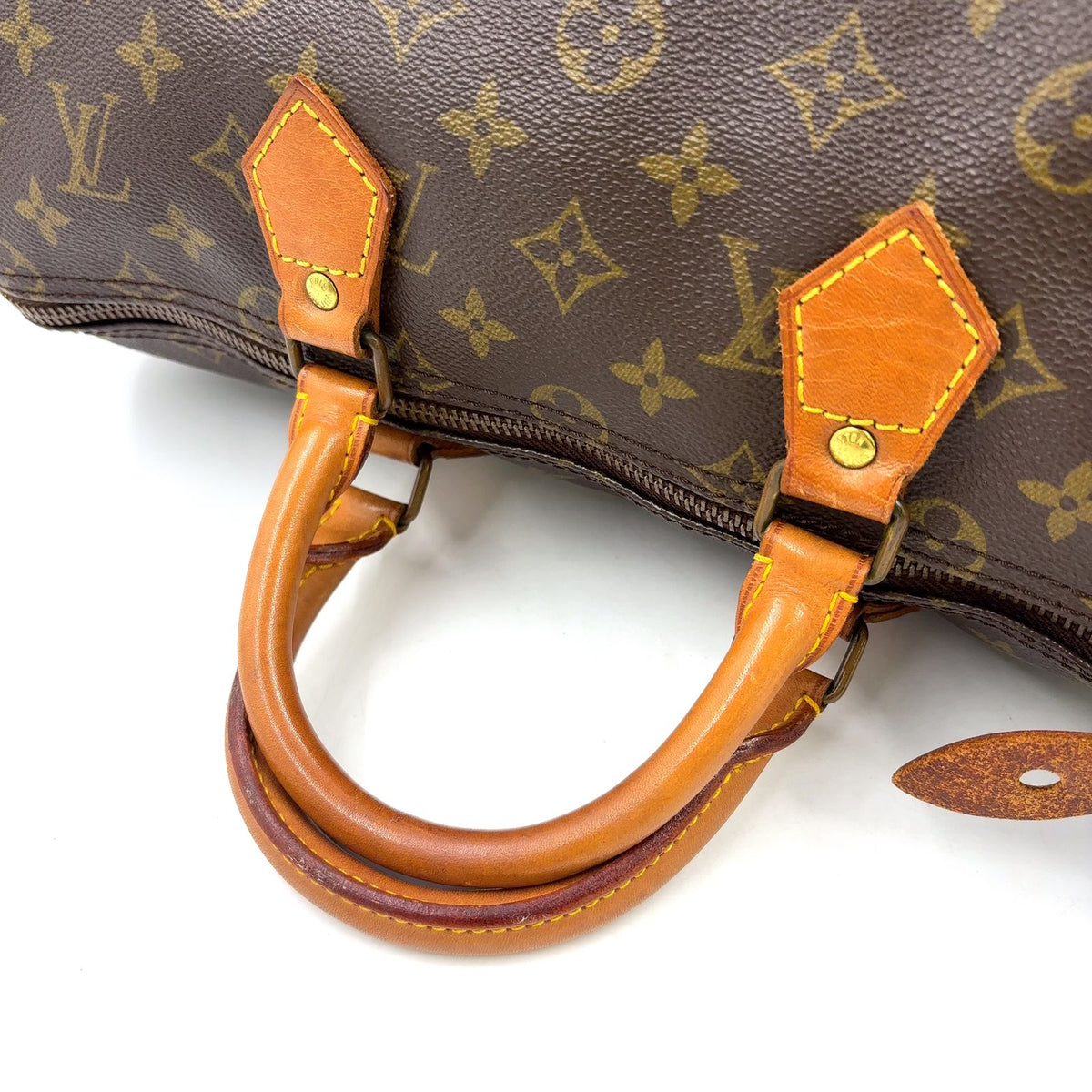Louis Vuitton Speedy 35 Monogram Leather Brown Handbag Gold — view 6