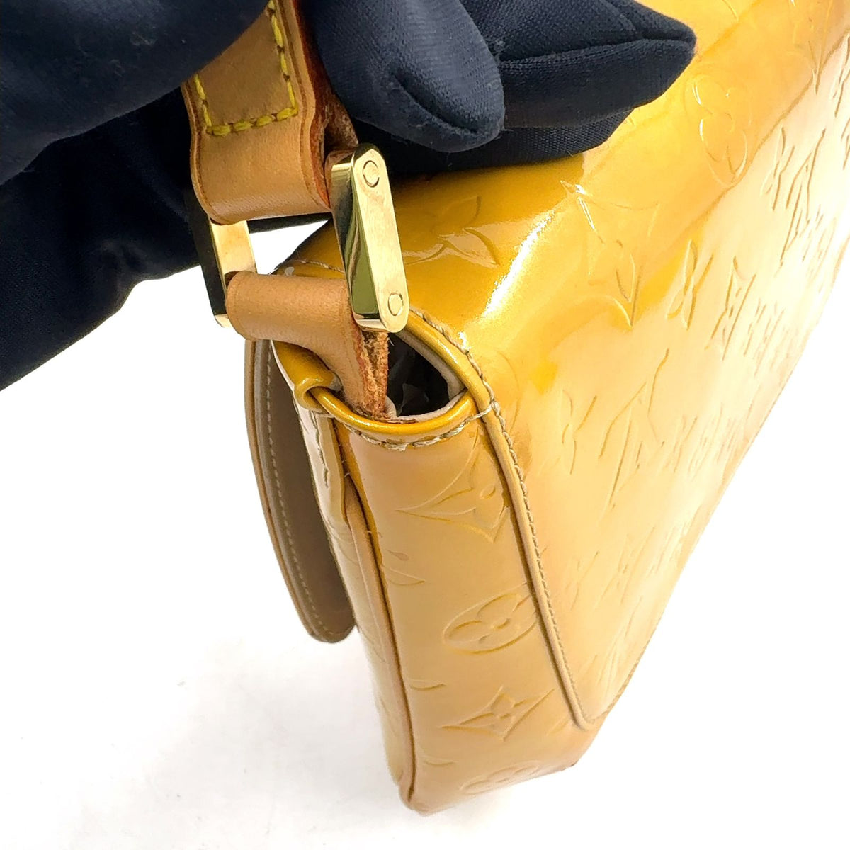 Louis Vuitton Vernis Monogram Jaune Leather Patent Yellow Shoulder Bag Gold — view 8