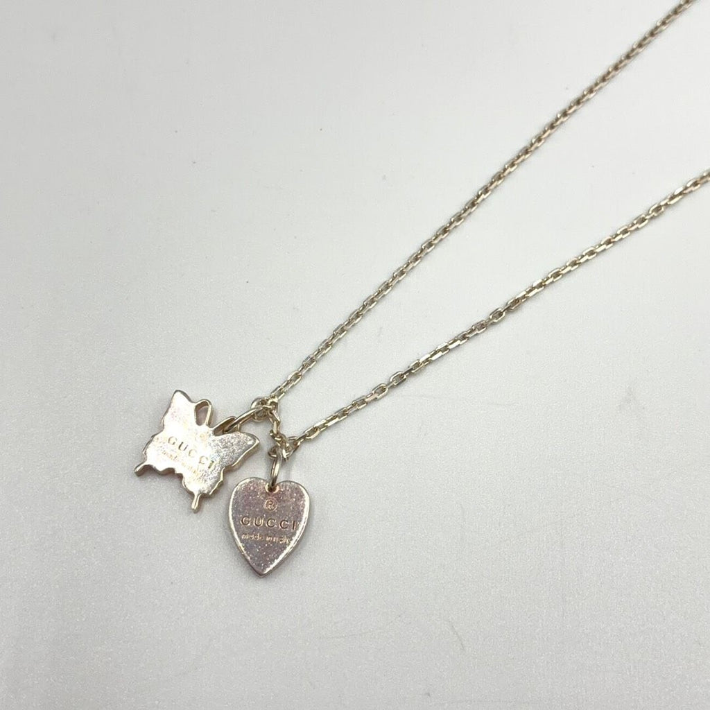 Gucci Butterfly Heart Motif Silver Necklace