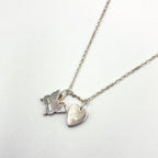 Gucci Butterfly Heart Motif Silver Necklace — view 2