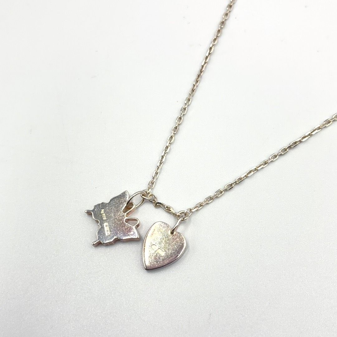 Gucci Butterfly Heart Motif Silver Necklace — view 2