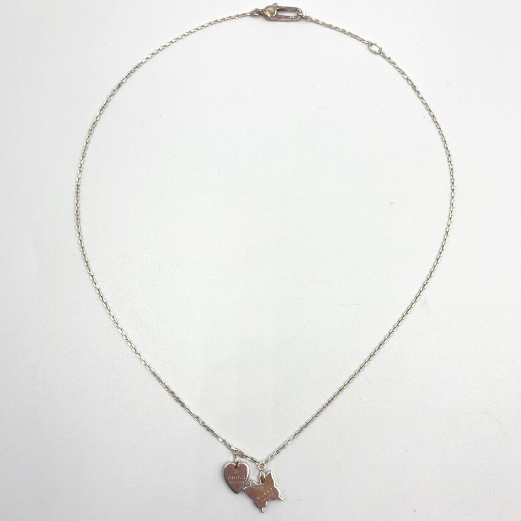 Gucci Butterfly Heart Motif Silver Necklace — view 3