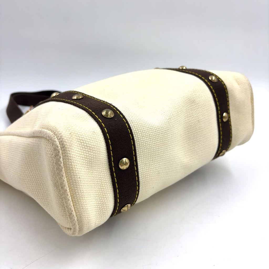 Louis Vuitton Cabas MM Antigua Ecru Canvas Ivory Brown Tote Bag Gold — view 5