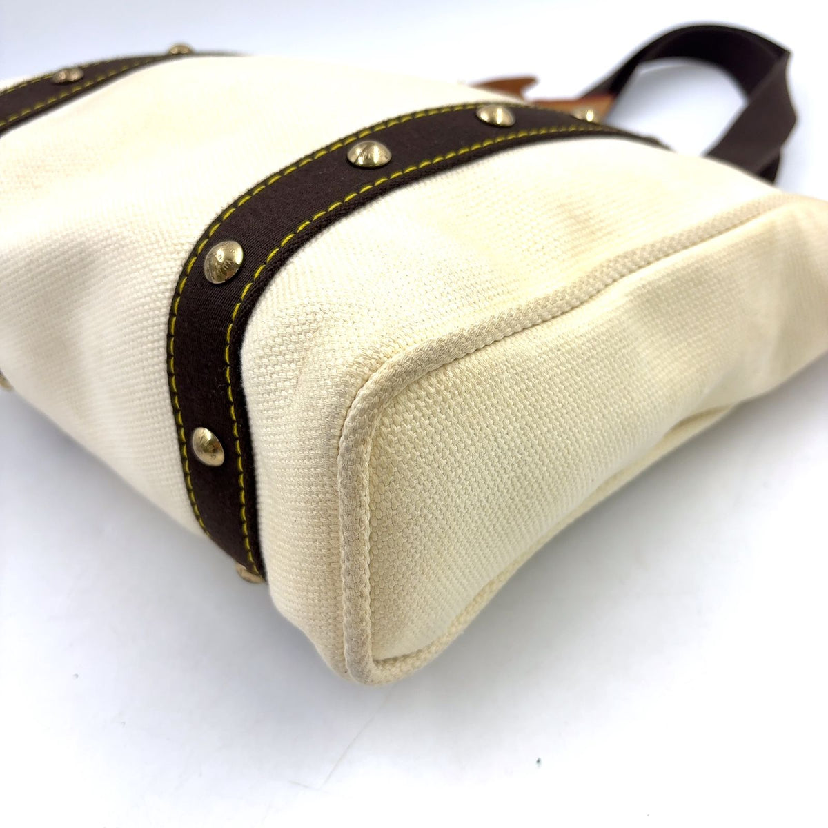 Louis Vuitton Cabas MM Antigua Ecru Canvas Ivory Brown Tote Bag Gold — view 6